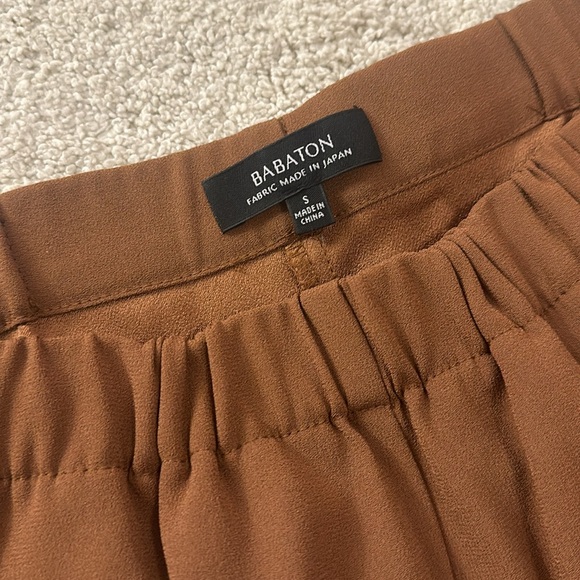 (SOLD) Aritzia Babaton Dexter Pants Sz S Brown Pumpkin Fabric Made in Japan - Picture 1 of 9